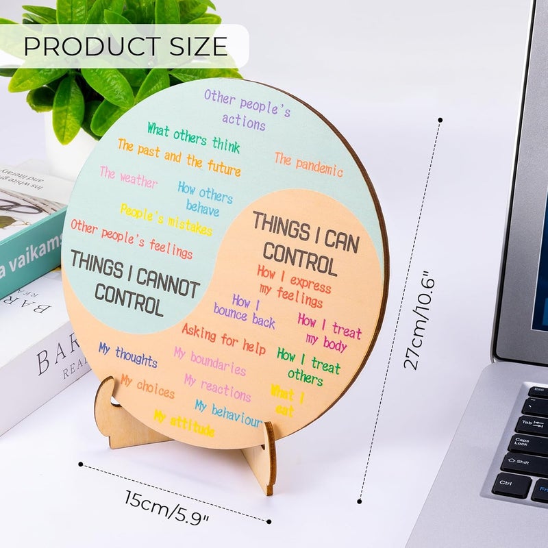 Giftacity Feelings Wheel Therapy Office Desk Decor - 10.6" Large Double Sided Mental Health Emotions Chart with Stand, Therapist Gifts for Home Office Women Man - Image 2